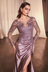 LaDivine CDS505 Long Sleeve Mother of the Bride Formal Dress