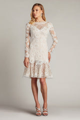 Tadashi Shoji CFE25400M Short Long Sleeve Fitted Lace Cocktail Dress