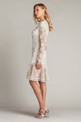 Tadashi Shoji CFE25400M Short Long Sleeve Fitted Lace Cocktail Dress