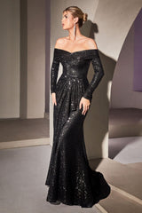 Fitted Sequin Long Sleeve Dress by LaDivine CH135