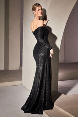 Fitted Sequin Long Sleeve Dress by LaDivine CH135