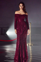 Fitted Sequin Long Sleeve Dress by LaDivine CH135