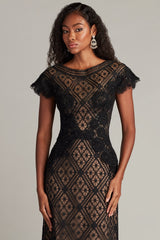 Tadashi Shoji CHR25361L Long Ruffle Formal Cap Sleeve Dress