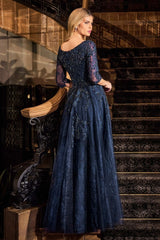 Long Formal A-Line Lace Evening Dress by LaDivine CK2401