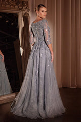 Long Formal A-Line Lace Evening Dress by LaDivine CK2401