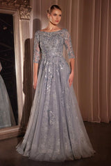Long Formal A-Line Lace Evening Dress by LaDivine CK2401