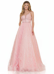 Colors 2288 Prom Long Formal Beaded Mesh Ball Gown