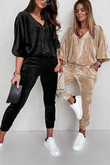 Style Code Velvet Tracksuit Zipper Sweatshirt Pants Set