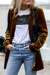 Eye Catching Street Style Velvet Blazer