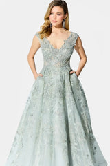 Ivonne D ID903 Long Ball Gown Laced Appliqued Evening Dress