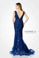 Ivonne D ID901 Mermaid Long Formal Floral Laced Evening Dress