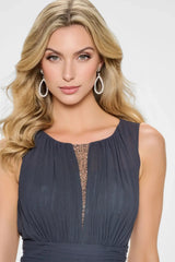 Cameron Blake CB213 Long Formal Beaded Ruffle Evening Dress