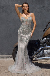 Phaedra Gown - Fitted Crystal Embellished Evening Dress