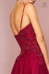 Embroidered Bodice and Mesh Glitter Floor Length Skirt