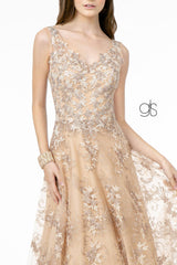 Embroidery Embellished Prom Long A-Line Dress