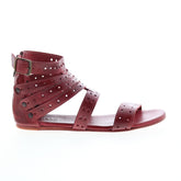 Bed Stu Artemis M F373159 Womens Red Leather Zipper Strap Sandals Shoes