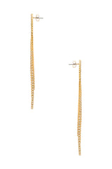 Crystal Drape Fringe Earrings - Gold