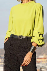 Stylish two-piece set of layered sleeve top & lace trousers