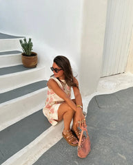Lunara – Short sleeveless dress with summer print