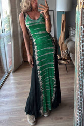 NAHUEL black/emerald tie, long dress