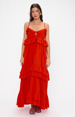 Freya Maxi Dress ~ Rouge Red Voile