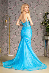 Long Formal Fitted Glitter Prom Dress