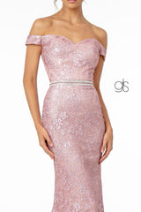 Glitter Netting Mermaid Long Prom Dress