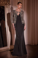 Long Evening Fitted Formal Bolero Dress by LaDivine J881