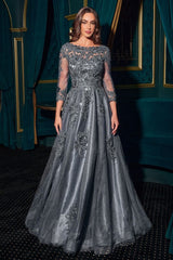 LaDivine J883 Long Formal A Line Evening Dress