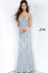 Jovani 66971 Long Fitted Formal Lace Prom Gown