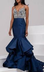 Jovani 32355 Crystal Embellished Long Mermaid Prom Dress