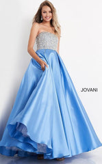 Jovani 66689 Prom Long Strapless Pleated Ball Gown K