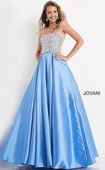 Jovani 66689 Prom Long Strapless Pleated Ball Gown K