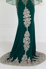 Long Formal Dress Evening Gown Cape Sleeves