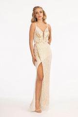 Long Formal Sequined Mermaid Prom Dress