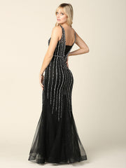 Long Formal Sleeveless Fitted Prom Gown