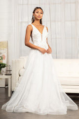 Long Sleeveless A-Line Lace Mesh Prom Gown