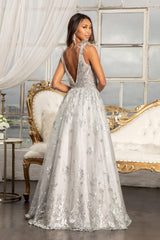 Long Sleeveless Formal Feather Shoulder Prom Dress
