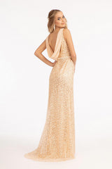 Long Sleeveless Formal Mermaid Mesh Prom Dress