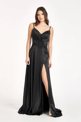 Long Spaghetti Strap Bridesmaid Dress