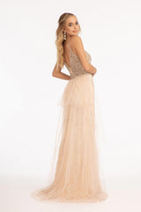 Long Spaghetti Strap Mesh Mermaid Prom Dress