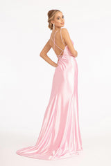 Long Spaghetti Strap Satin Mermaid Prom Dress