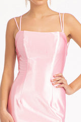 Long Spaghetti Strap Satin Mermaid Prom Dress