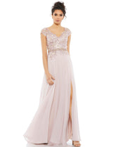 Long Cap Sleeve Chiffon Formal Gown Cap Sleeves Mac Duggal 79365