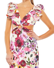 Long Floral Print Formal Prom Gown Floral Print Mac Duggal 68107
