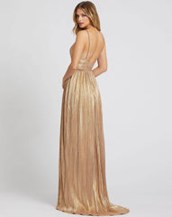 Long Formal Metallic Prom Dress Metallic Fabric Mac Duggal 26275