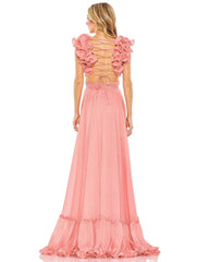 Long Formal Pleated Chiffon Gown Pleated Detail Mac Duggal 68094