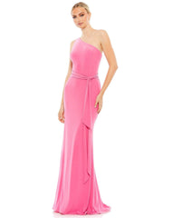 Long One Shoulder Formal Gown One Shoulder Detail Mac Duggal 26581