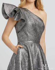 Long One Shoulder Metallic Prom Ball Gown by Mac Duggal 67297