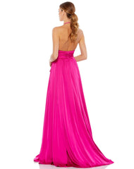 Prom Long Halter Pleated Dress Pleated Detail Mac Duggal 26531